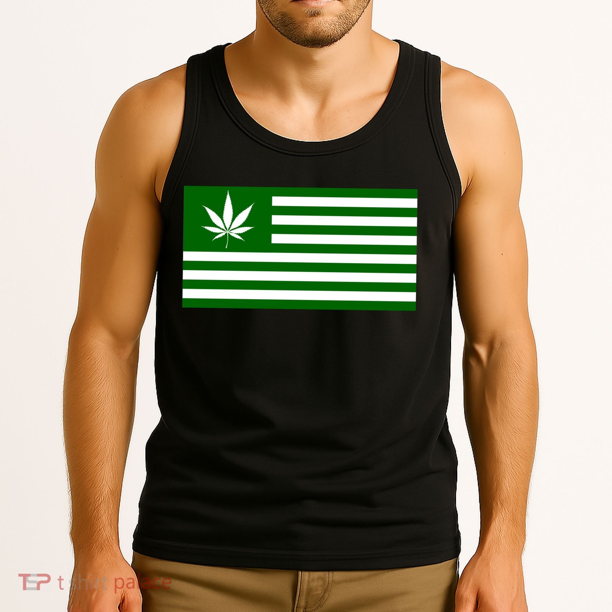 Weed Green America Flag Tank Top