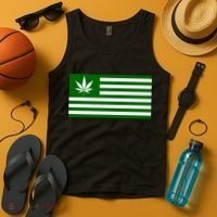 Weed Green America Flag Tank Top thumb 4