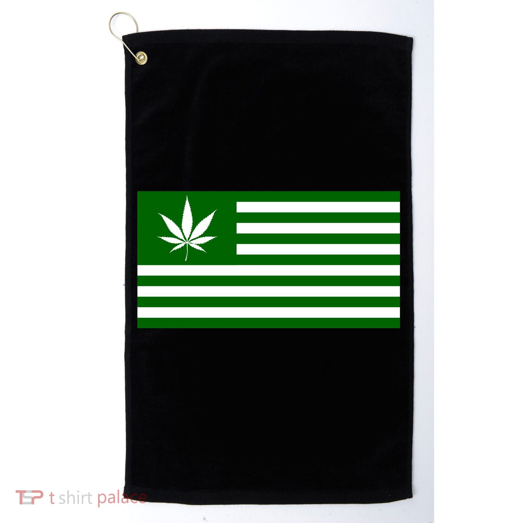 Weed Green America Flag Golf Towel