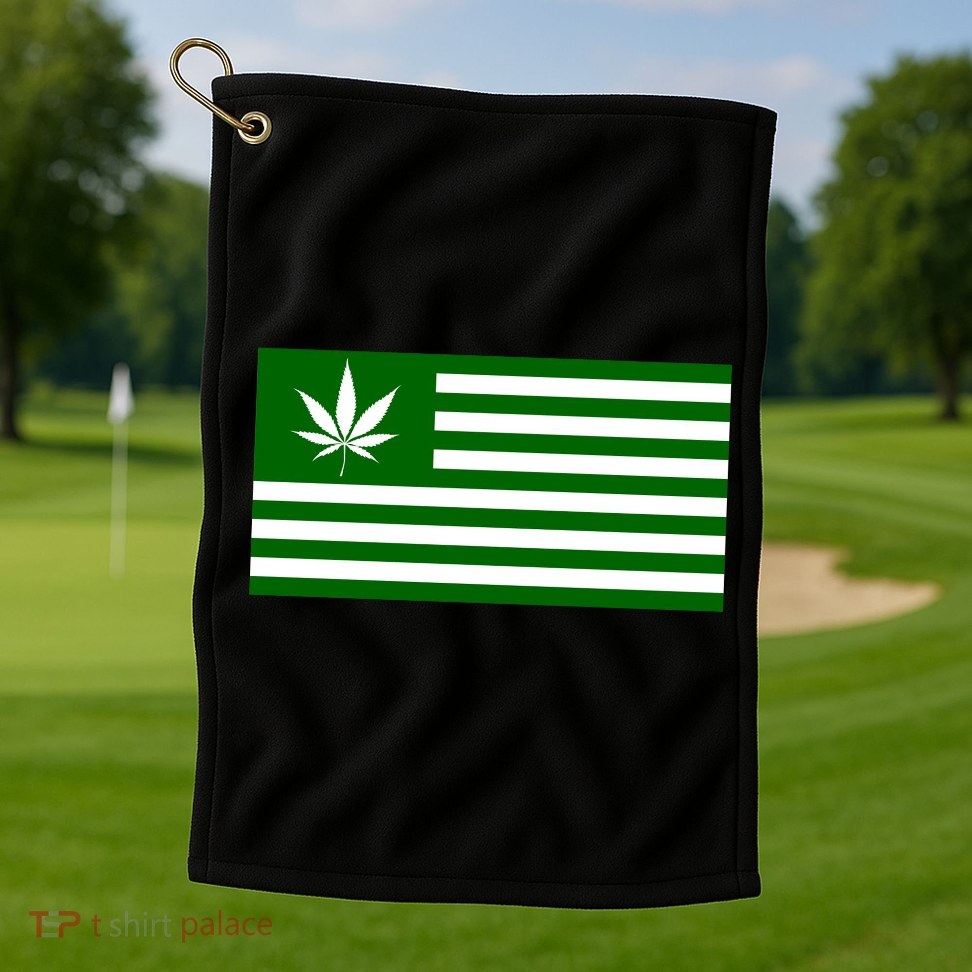 Weed Green America Flag Golf Towel