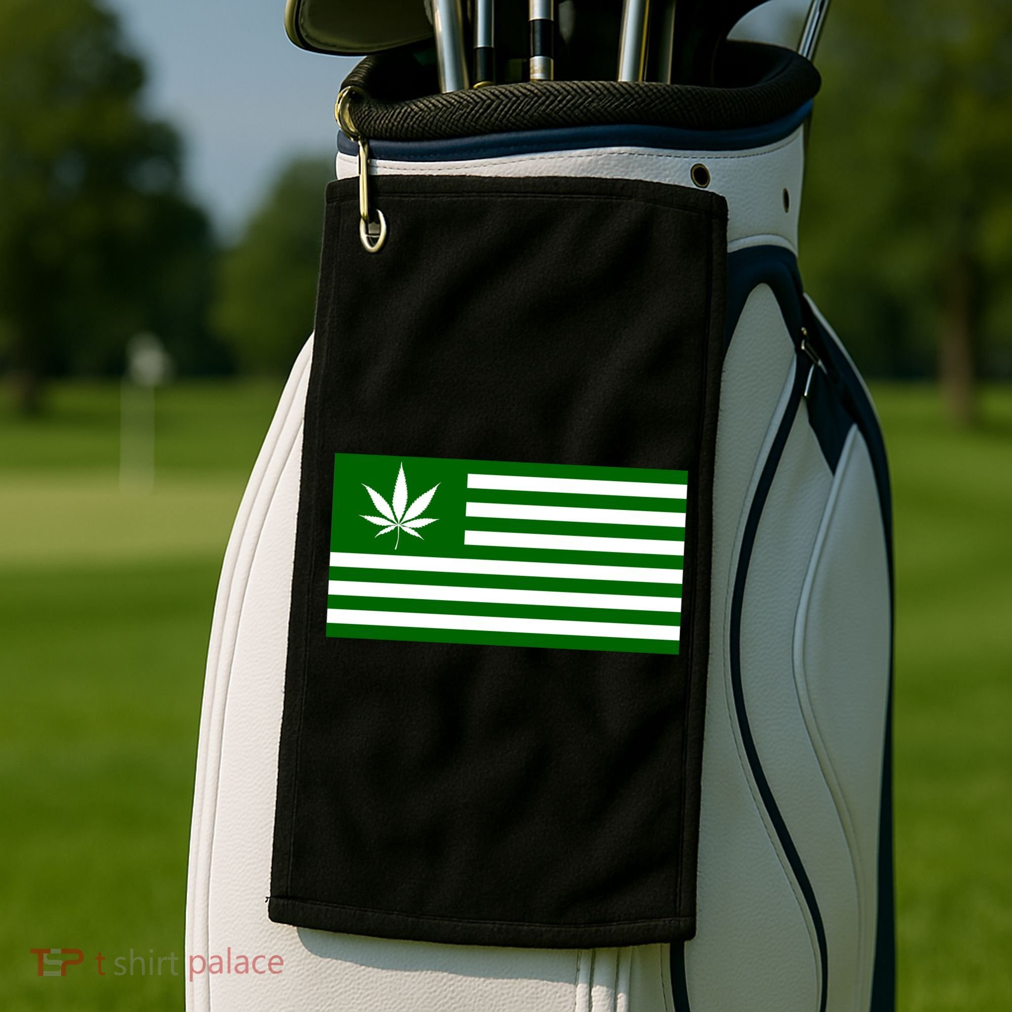 Weed Green America Flag Golf Towel