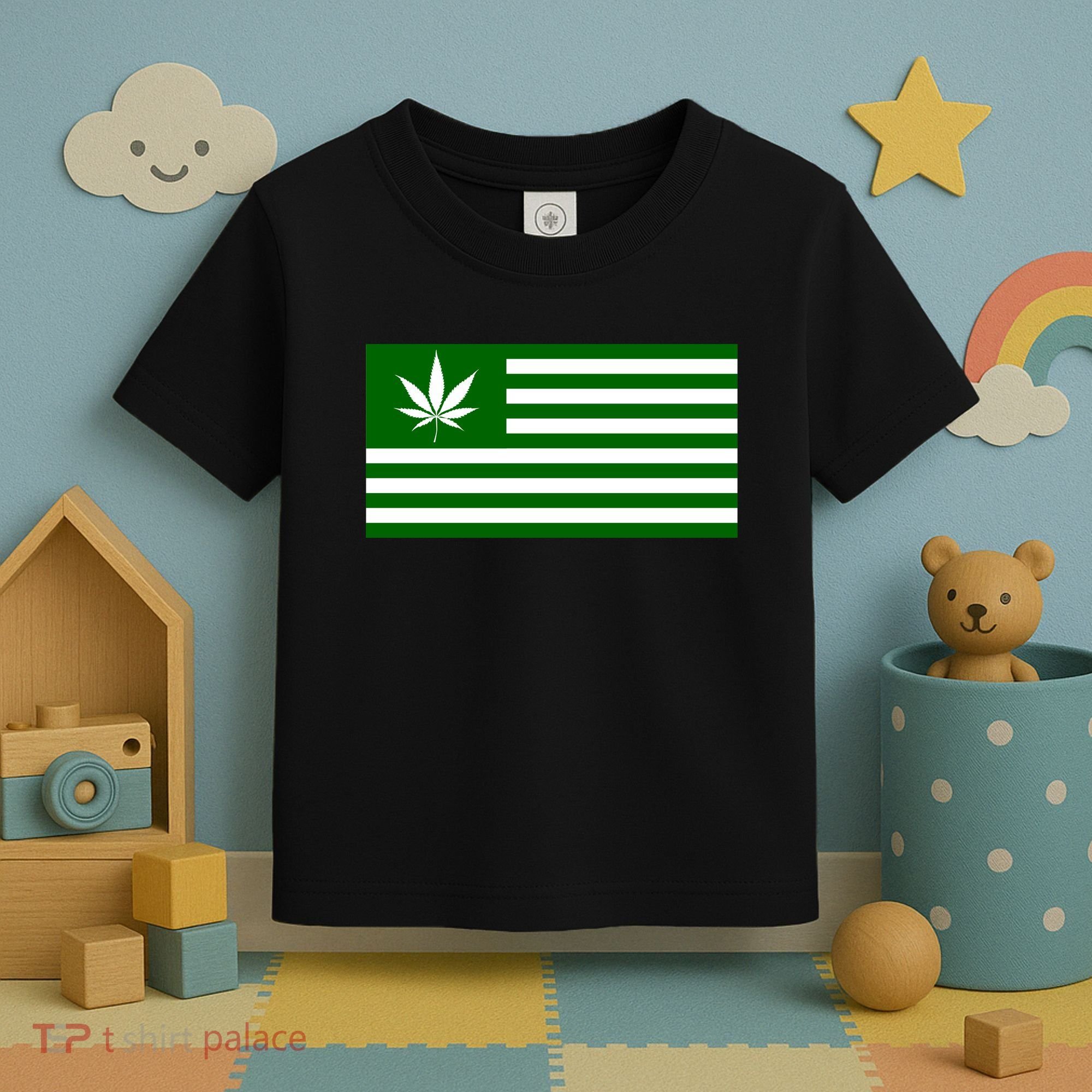 Weed Green America Flag Toddler T-Shirt