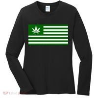 Weed Green America Flag Women's Long Sleeve Shirt thumb 0