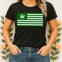 Weed Green America Flag Women's T-Shirt thumb 2