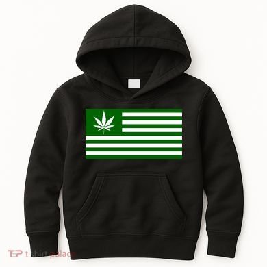 Weed Green America Flag Kids Hoodie