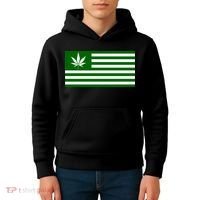 Weed Green America Flag Kids Hoodie thumb 4