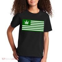 Weed Green America Flag Kids T-Shirt thumb 2