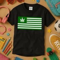 Weed Green America Flag Kids T-Shirt thumb 3