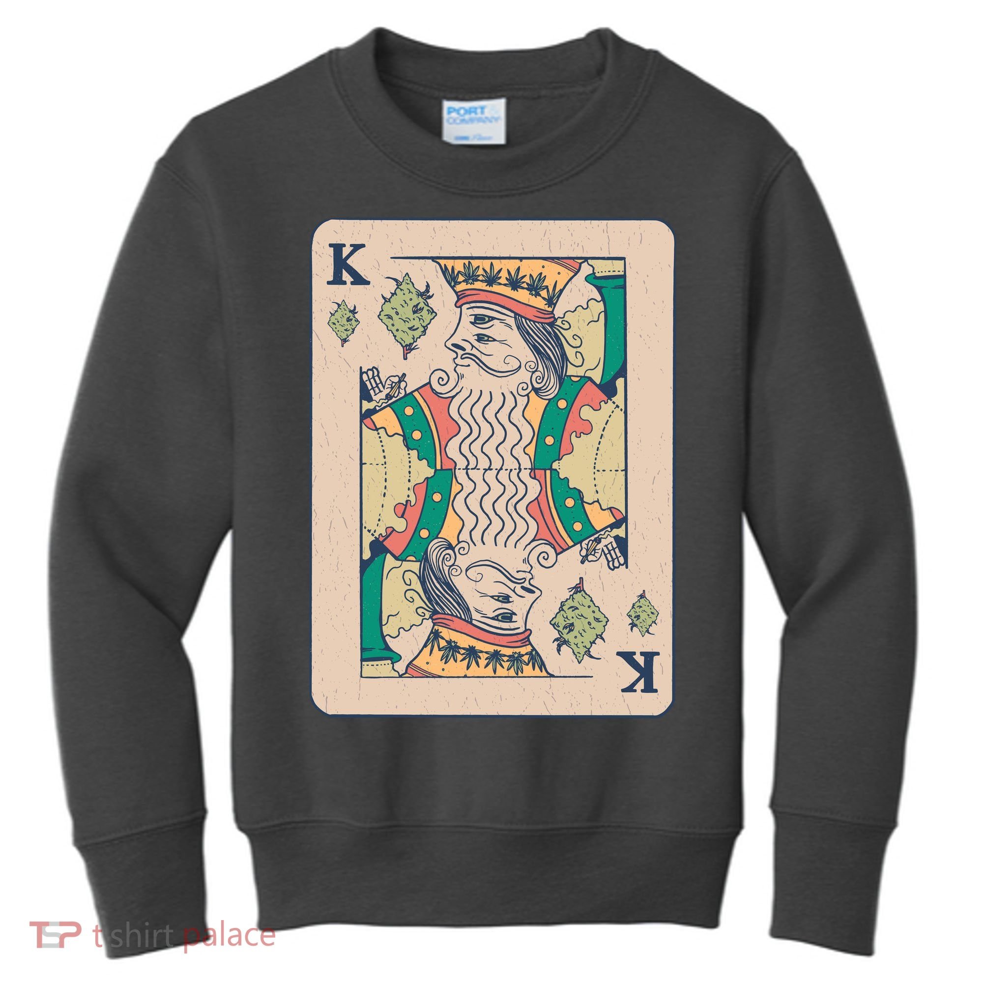 Weed King Poker Card Kids Sweatshirt