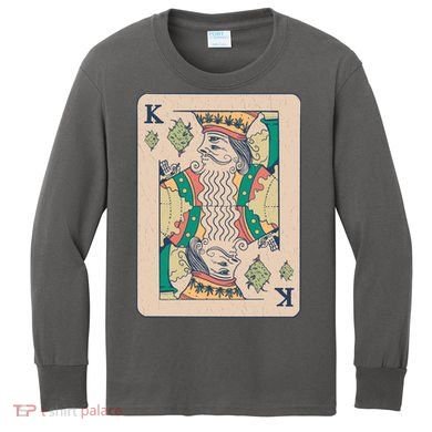 Weed King Poker Card Kids Long Sleeve Shirt