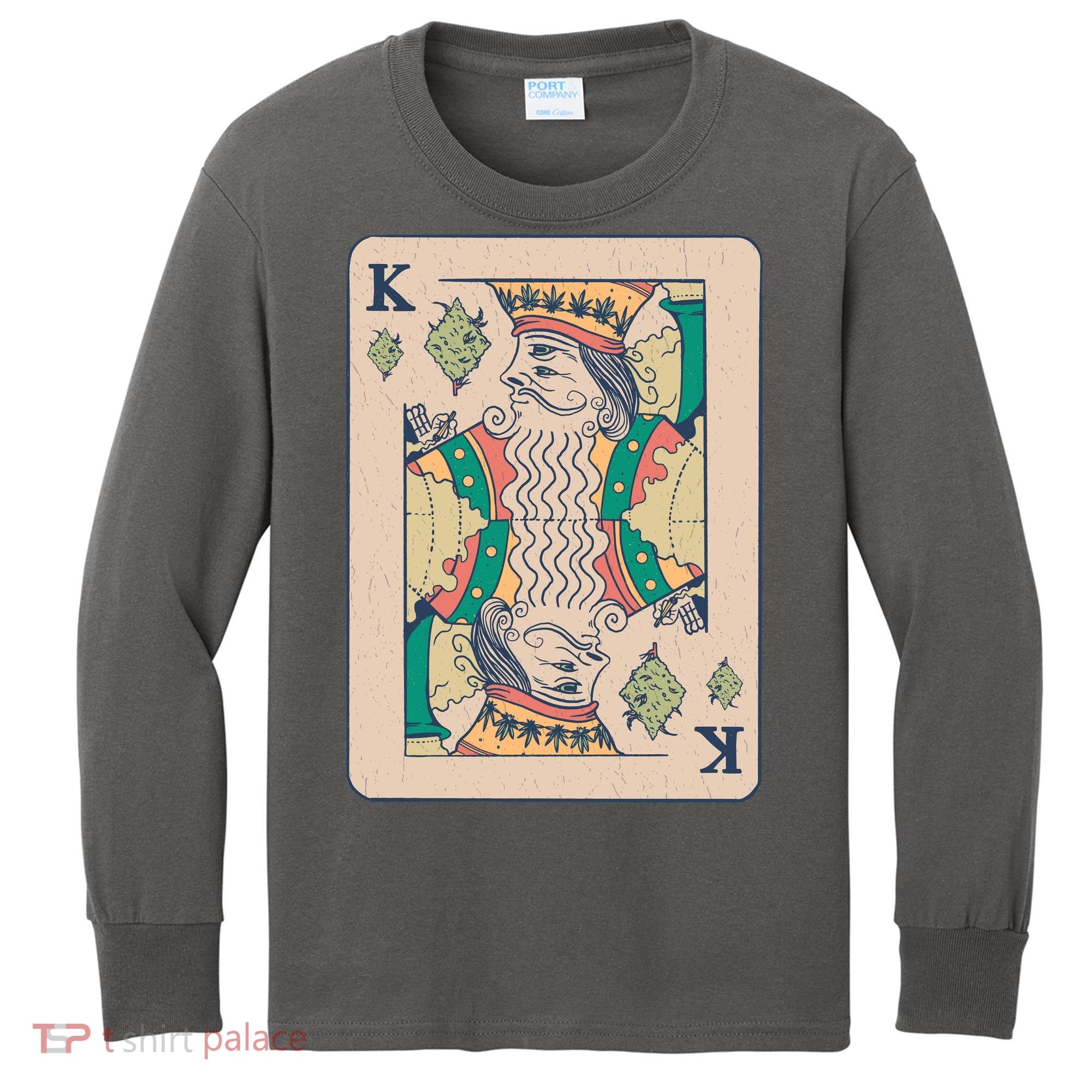 Weed King Poker Card Kids Long Sleeve Shirt