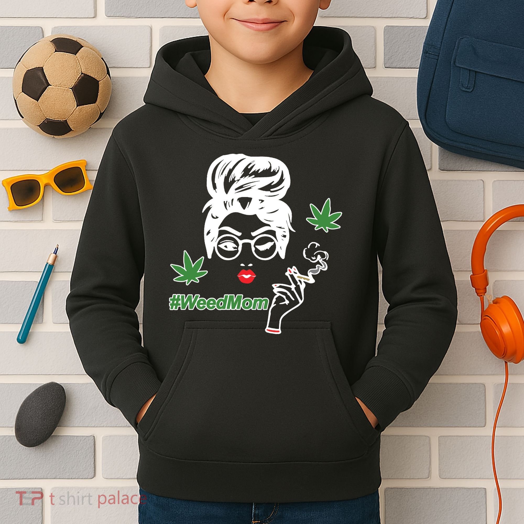 Weed Mom Mother Smoking Pot Kids Hoodie