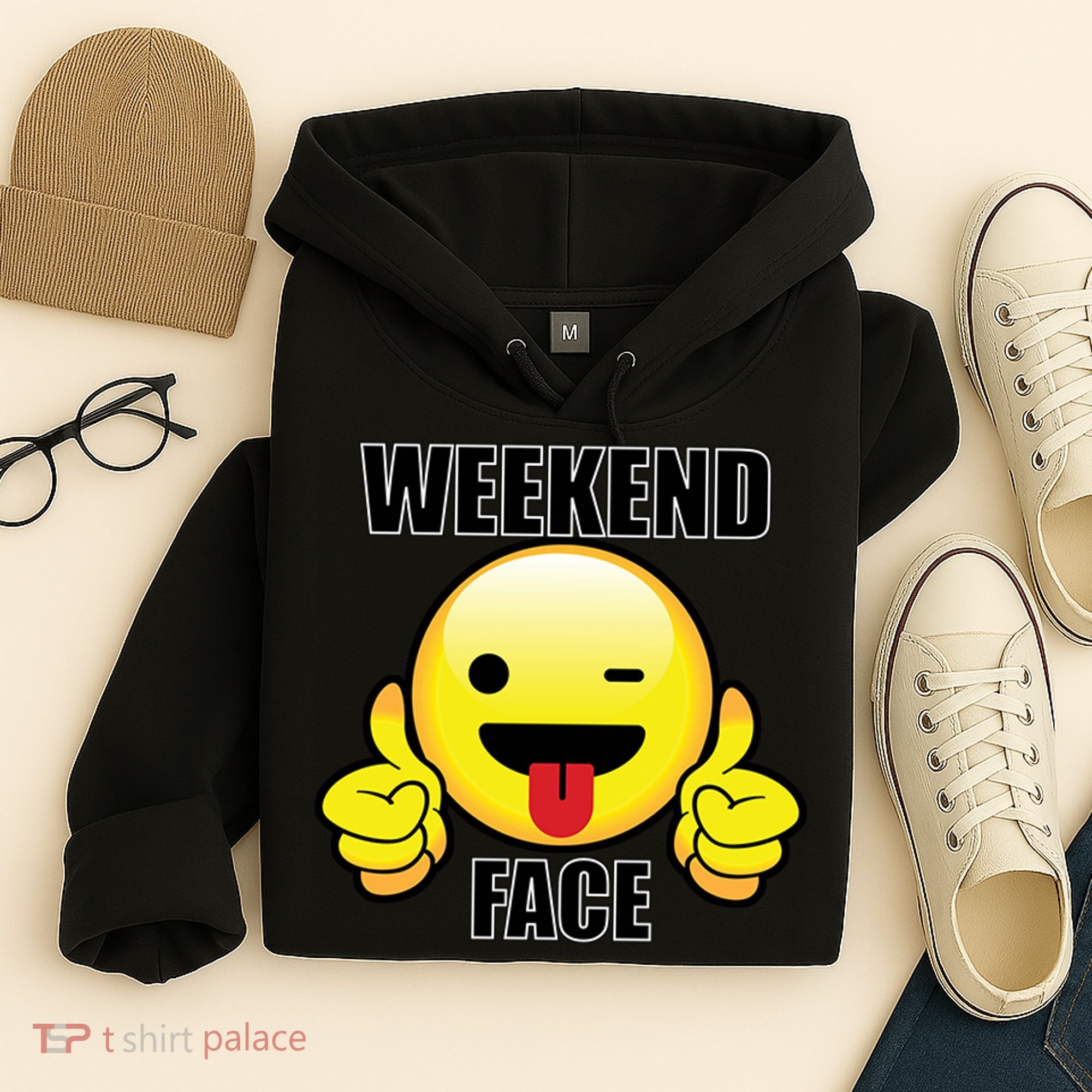 Weekend Face Emoji Hoodie