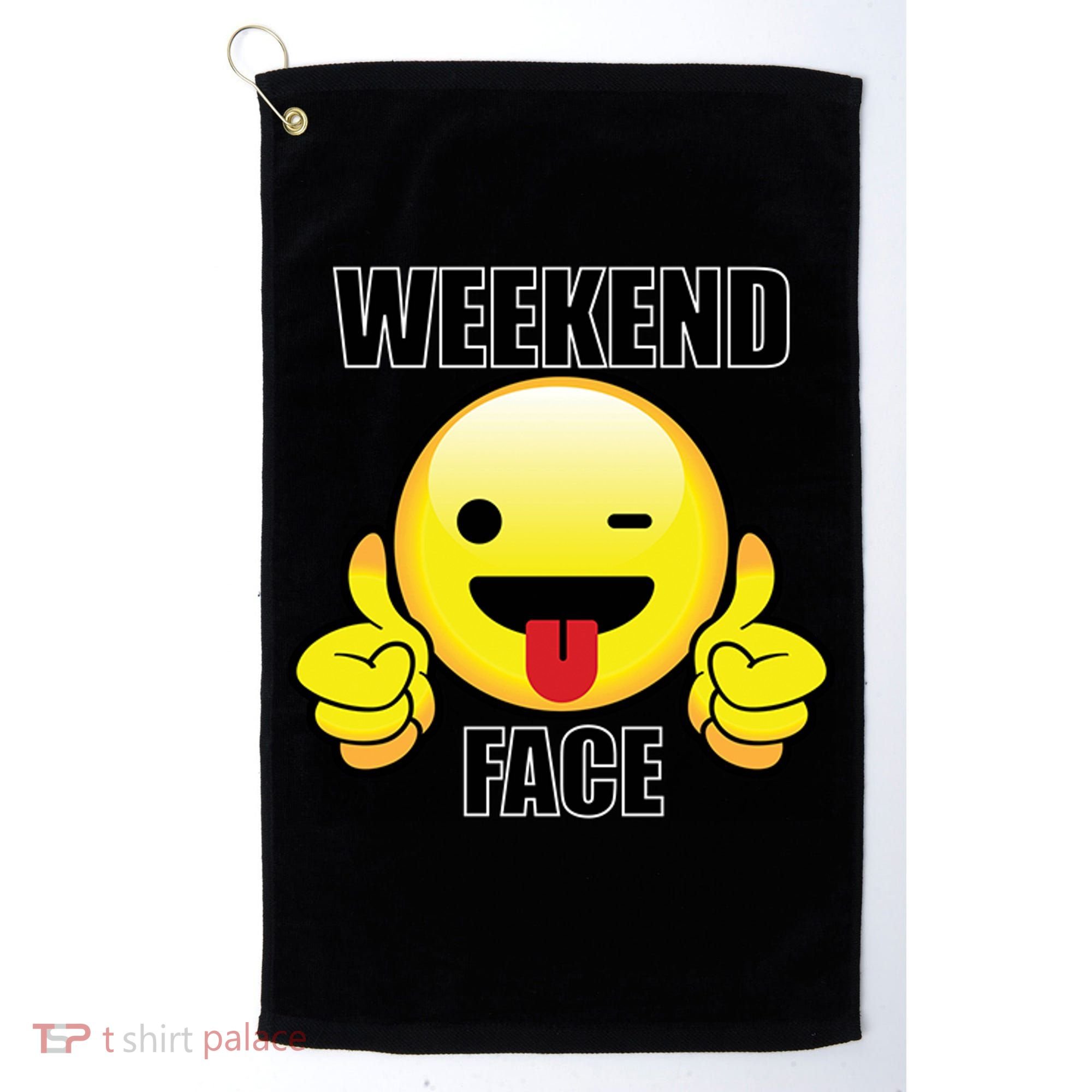 Weekend Face Emoji Golf Towel