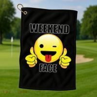 Weekend Face Emoji Golf Towel thumb 1