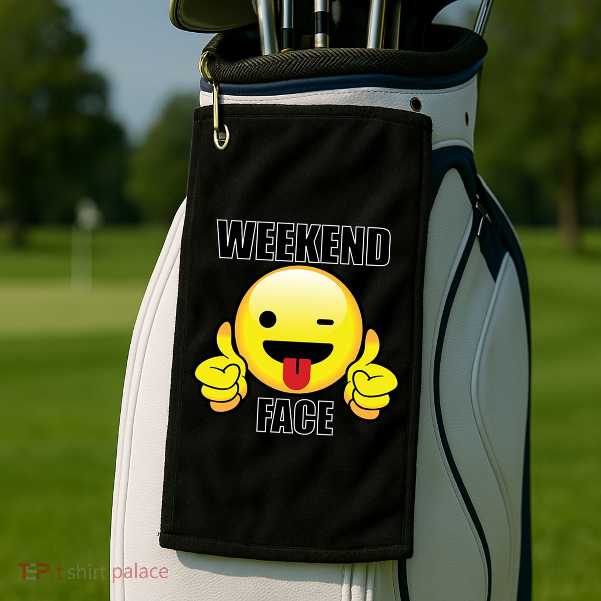 Weekend Face Emoji Golf Towel