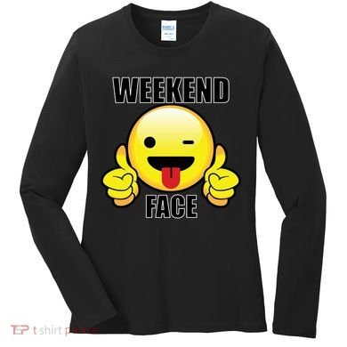 Weekend Face Emoji Women's Long Sleeve Shirt