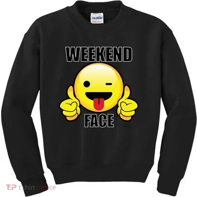 Weekend Face Emoji Kids Sweatshirt