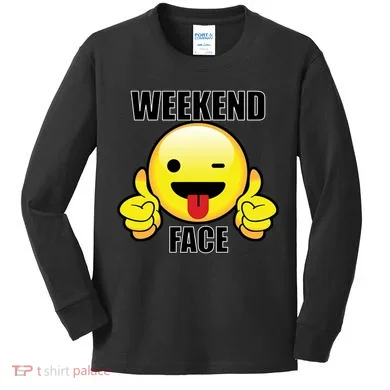 Weekend Face Emoji Kids Long Sleeve Shirt