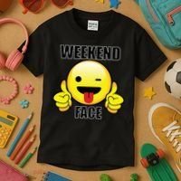 Weekend Face Emoji Kids T-Shirt thumb 3