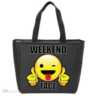 Weekend Face Emoji Tote Bag