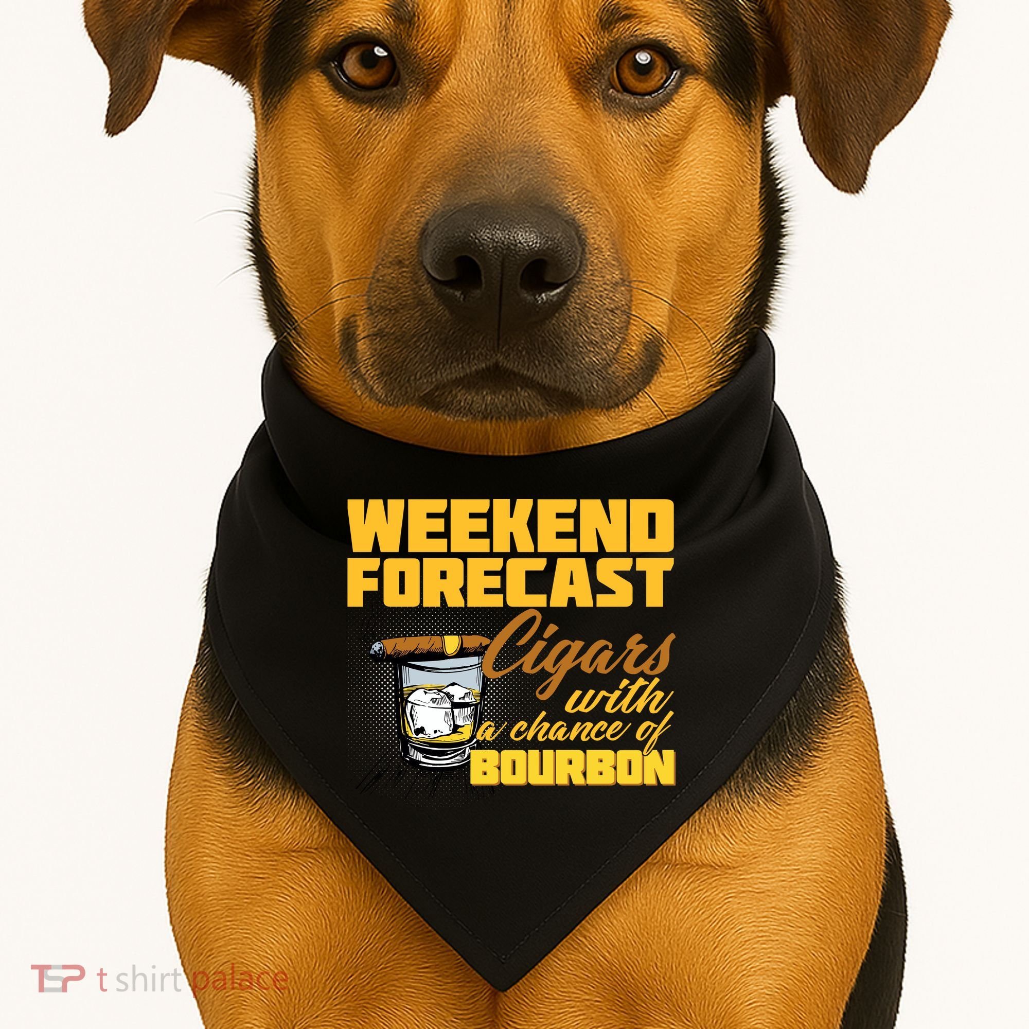 Weekend Forcast Cigars and Bourbon USA-Made Doggie Bandana