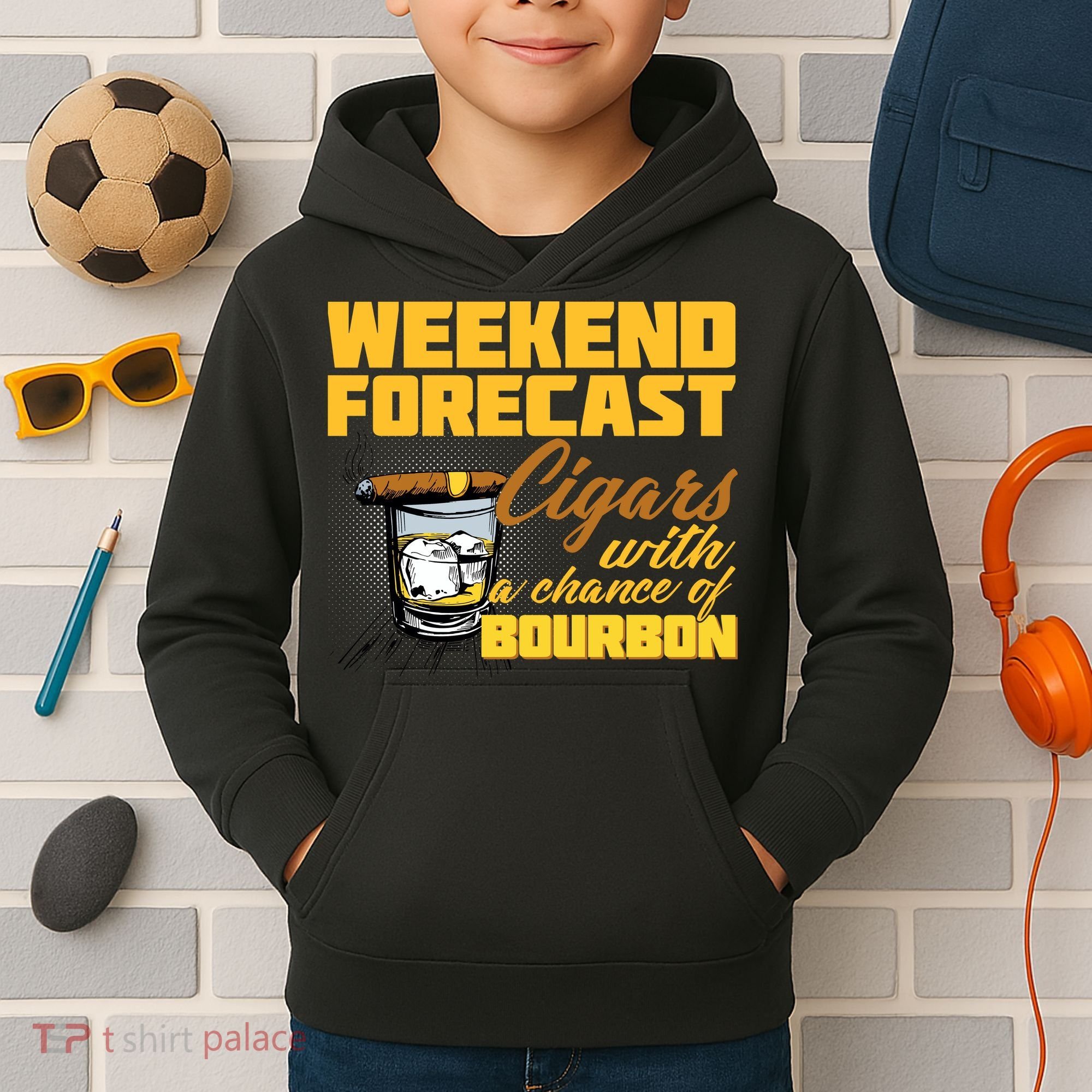 Weekend Forcast Cigars and Bourbon Kids Hoodie