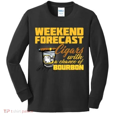 Weekend Forcast Cigars and Bourbon Kids Long Sleeve Shirt