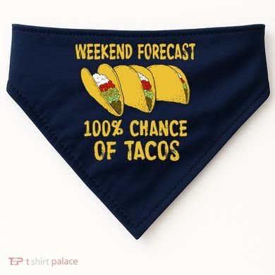 Weekend Forecast 100 Percent Chance Of Tacos USA-Made Doggie Bandana
