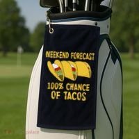 Weekend Forecast 100 Percent Chance Of Tacos Golf Towel thumb 2