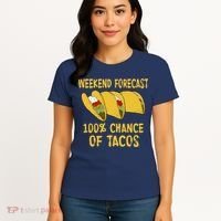 Weekend Forecast 100 Percent Chance Of Tacos Women's T-Shirt thumb 4