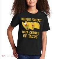 Weekend Forecast 100 Percent Chance Of Tacos Kids T-Shirt thumb 2