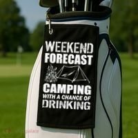 Weekend Forecast Camping With A Chance Of Drinking Golf Towel thumb 2