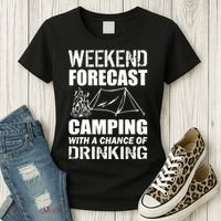 Weekend Forecast Camping With A Chance Of Drinking Women's T-Shirt thumb 3