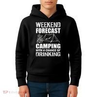 Weekend Forecast Camping With A Chance Of Drinking Kids Hoodie thumb 4