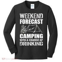 Weekend Forecast Camping With A Chance Of Drinking Kids Long Sleeve Shirt thumb 0