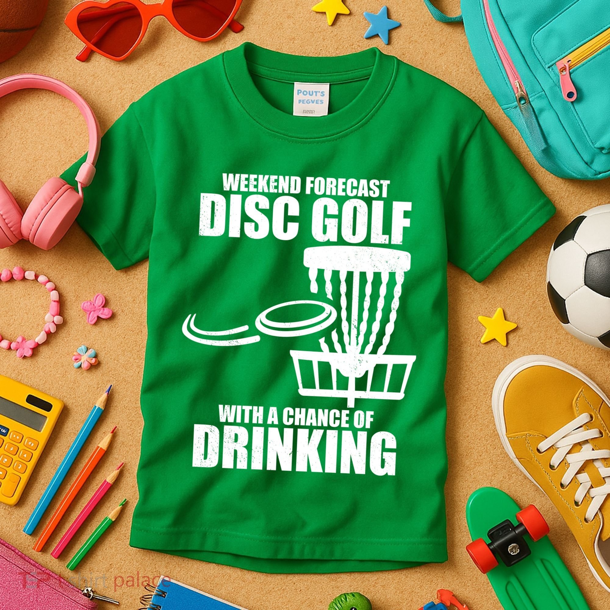 Weekend Forecast Disc Golf Chance Of Drinking Kids T-Shirt