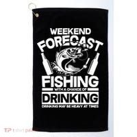 Weekend Forecast Fishing And Drinking Golf Towel thumb 0