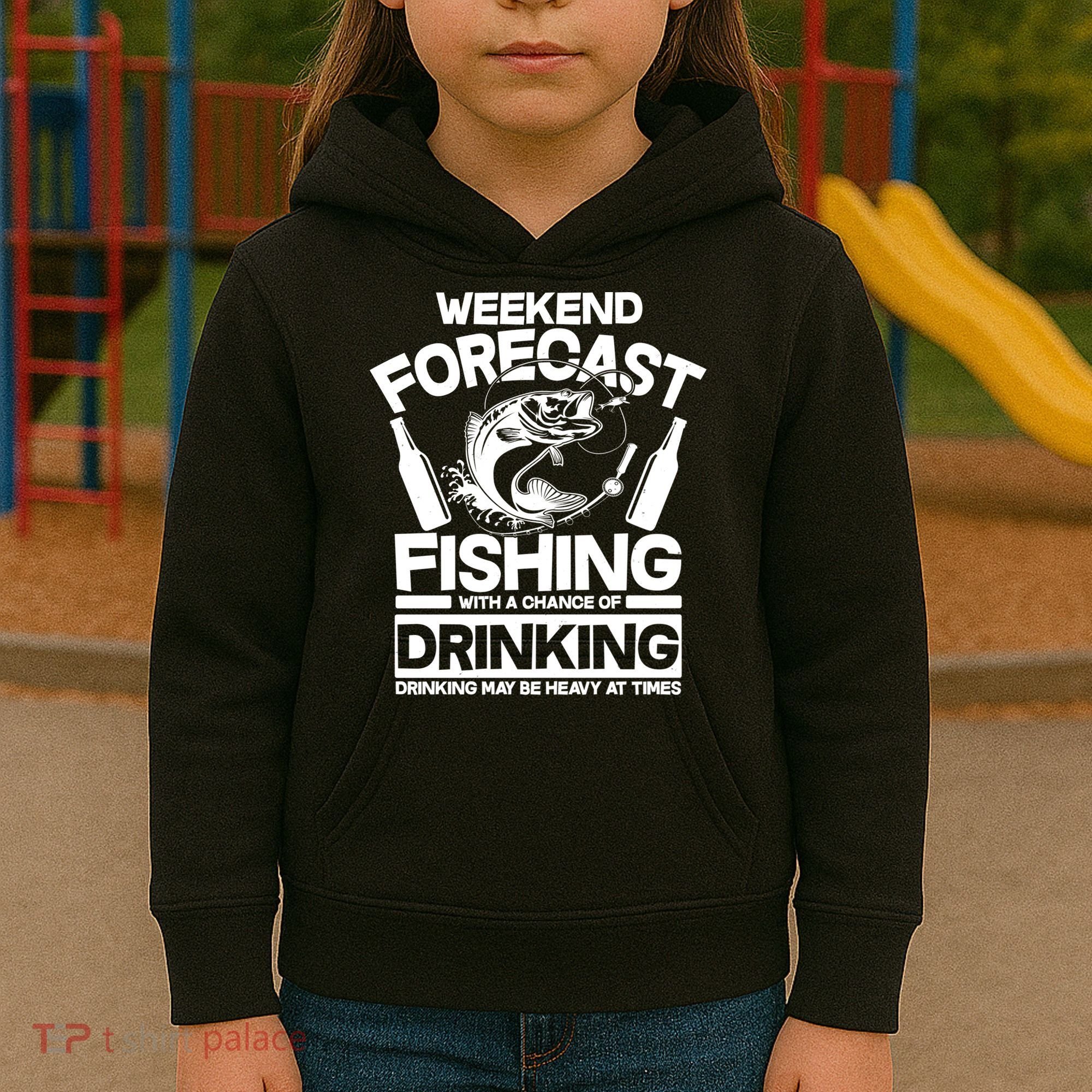 Weekend Forecast Fishing And Drinking Kids Hoodie