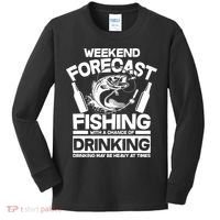 Weekend Forecast Fishing And Drinking Kids Long Sleeve Shirt thumb 0