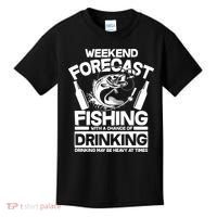 Weekend Forecast Fishing And Drinking Kids T-Shirt thumb 0