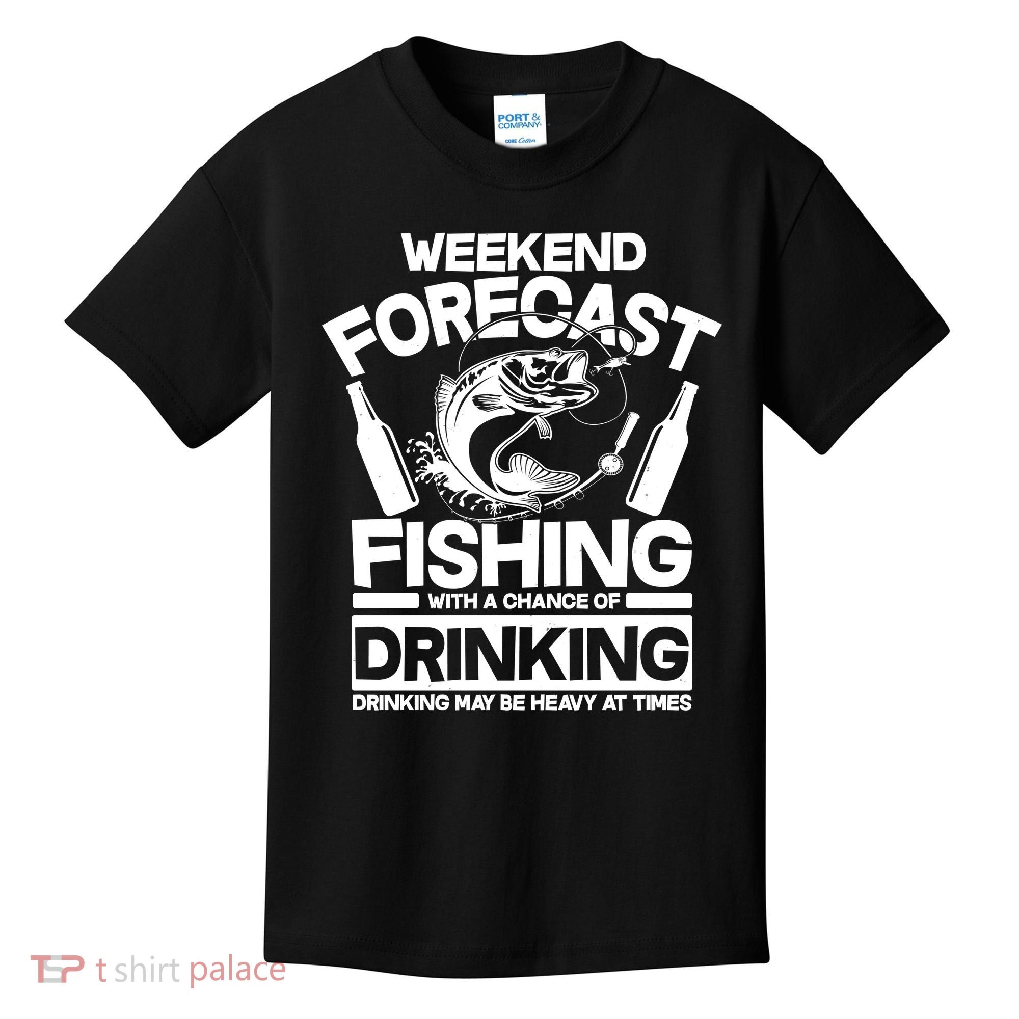 Weekend Forecast Fishing And Drinking Kids T-Shirt