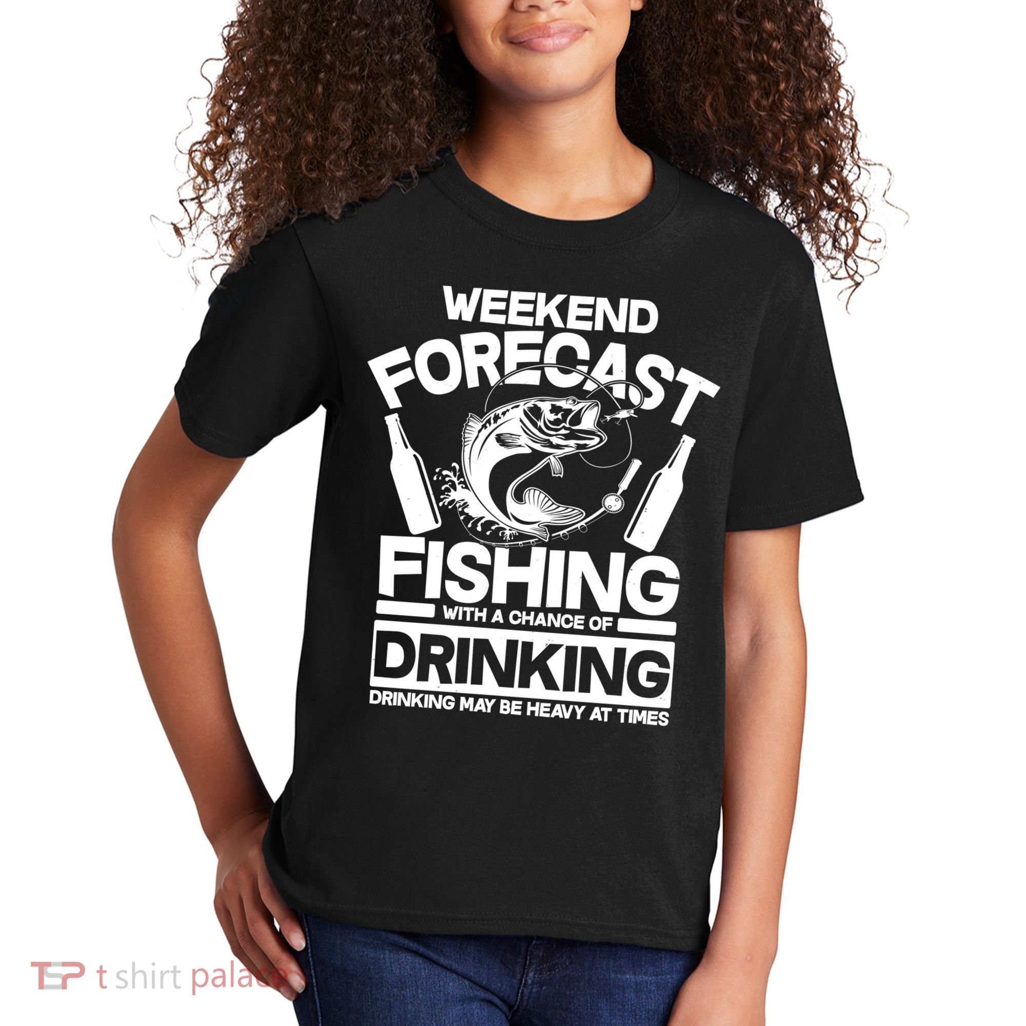 Weekend Forecast Fishing And Drinking Kids T-Shirt