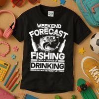 Weekend Forecast Fishing And Drinking Kids T-Shirt thumb 3