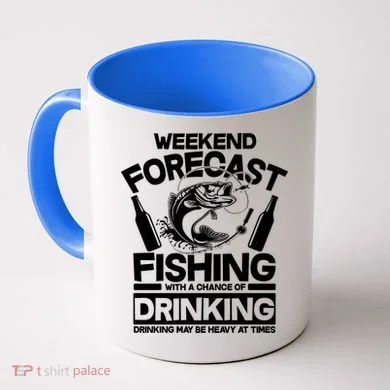 Weekend Forecast Fishing And Drinking Coffee Mug
