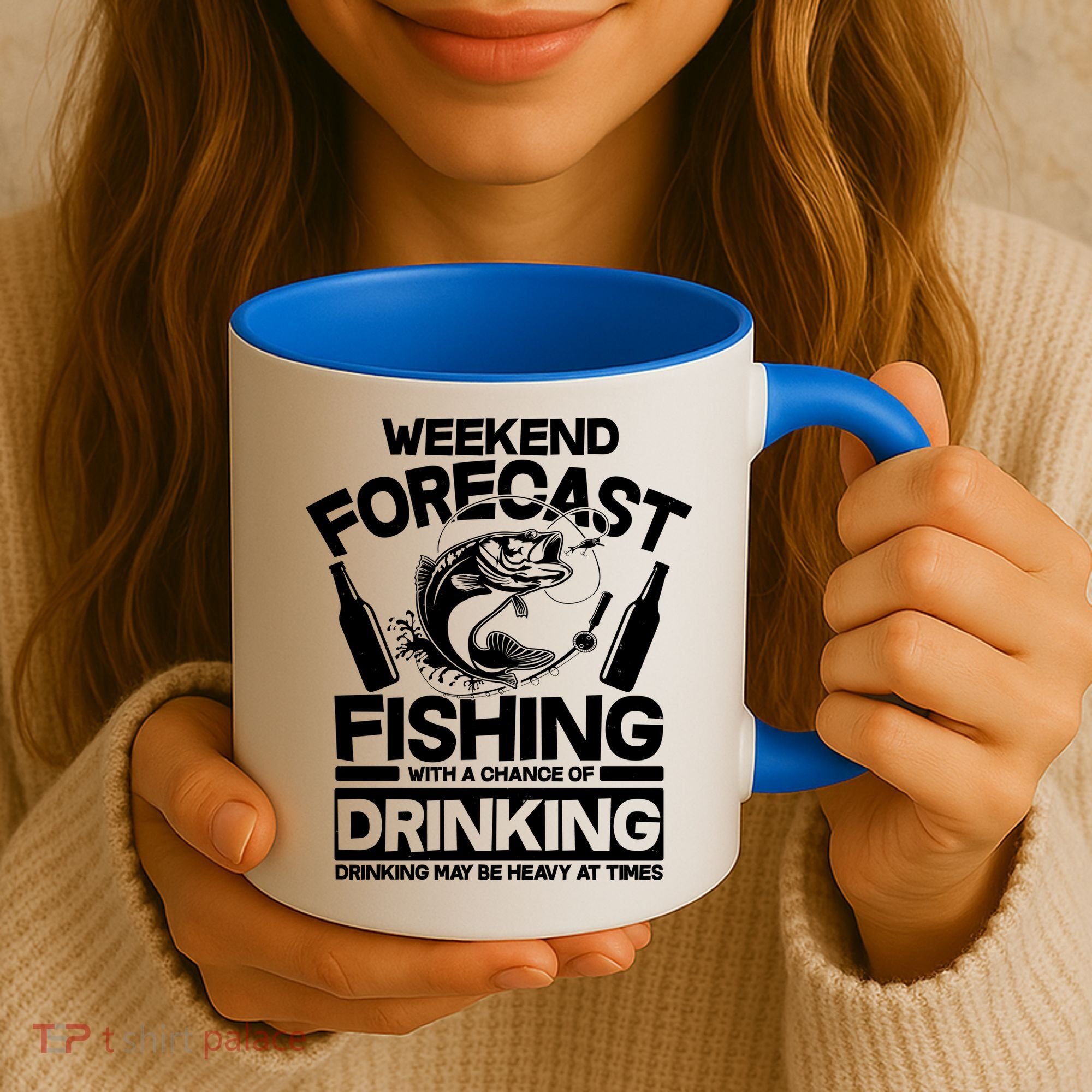 Weekend Forecast Fishing And Drinking Coffee Mug