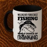 Weekend Forecast Fishing With A Chance Of Drinking Coffee Mug thumb 2