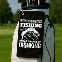 Weekend Forecast Fishing With A Chance Of Drinking Golf Towel thumb 2