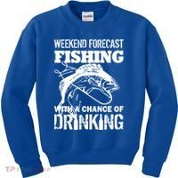 Weekend Forecast Fishing With A Chance Of Drinking Kids Sweatshirt thumb 0