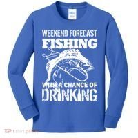 Weekend Forecast Fishing With A Chance Of Drinking Kids Long Sleeve Shirt thumb 0